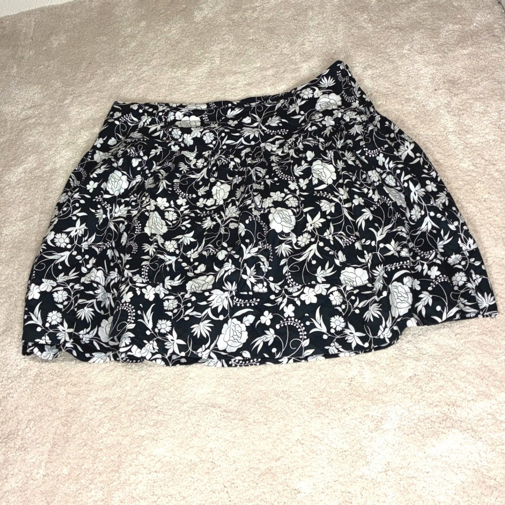 Westbound Black Floral A-Line Skirt - 18 - Cotton Knee Length #Cottagecore #Boho